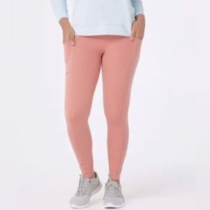 ZUDA Z-STRETCH WOMEN'S SKINNY MOMENTUM ANKLE LENGTH LEGGINGS ROSE SMALL